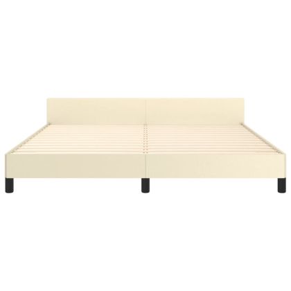 Рамка за легло с табла, кремава, 160x200 см, изкуствена кожа