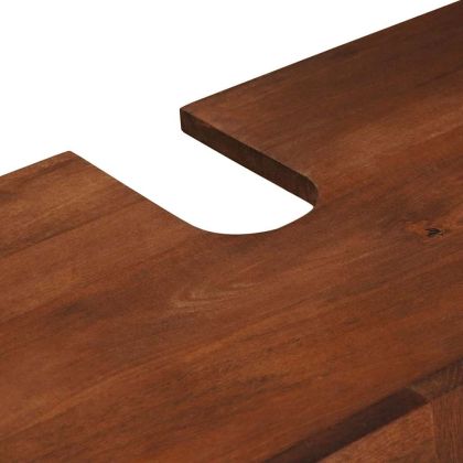 Шкаф за баня с рафт 5 pcs Кафяв и черен Солидно мангово дърво