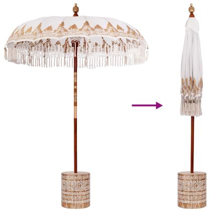 Балийски чадър с основа Крем 185 x 185 x 260 см