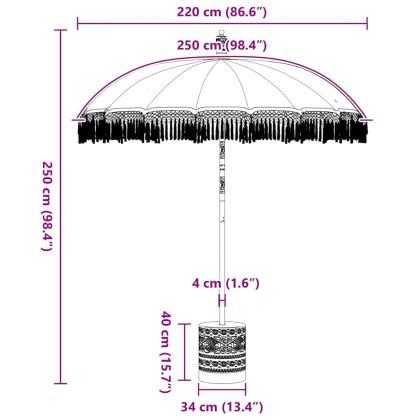Балийски чадър с основа Крем 215 x 215 x 260 см