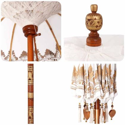 Балийски чадър с основа Крем 185 x 185 x 260 см