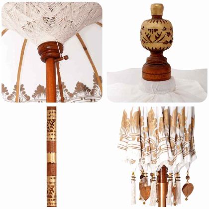 Балийски чадър с основа Крем 215 x 215 x 260 см