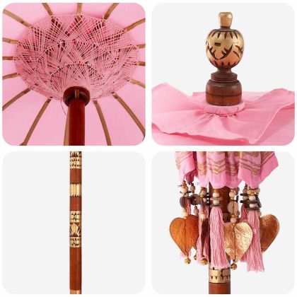 Балийски чадър с основа Розово 95 x 95 x 260 см