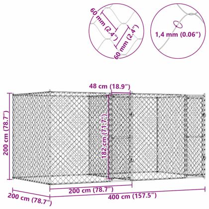 Клетка за куче Сребрист 400 x 200 x 200 см