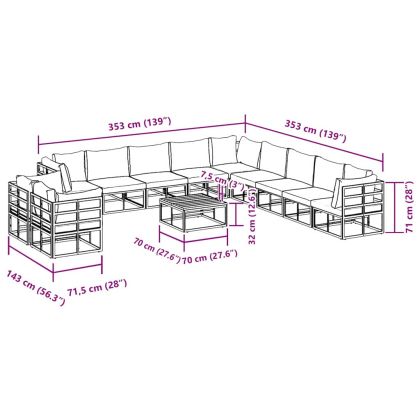 Градински Софа Комплект с възглавница Черно Алуминий