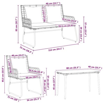 Комплект градинска мебел с възглавница 4 pcs Черно и антрацит