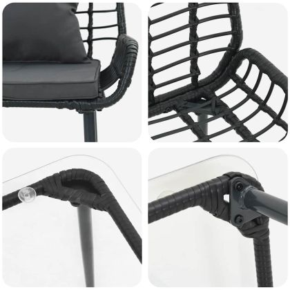 Комплект градинска мебел 4 pcs Кафяво Черно Кремаво