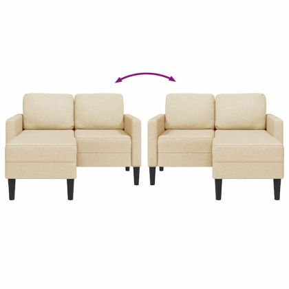 Двуместен диван с шезлонг в L-образна форма Крем 125 см