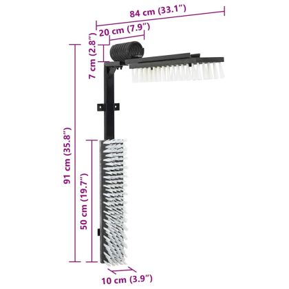 Четки за говеда Черен и бял 84 x 10 x 91 см Пластмаса и стомана