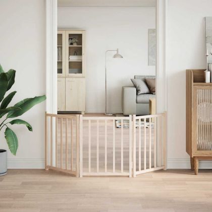 Сгъваема преграда за кучета 3 панела 150 см чам масив