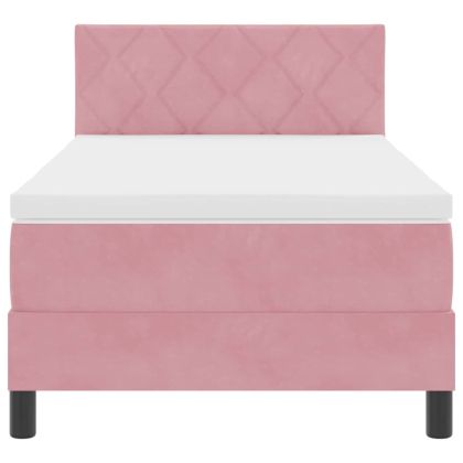 LED кутия за пружини с легло Розово 100 x 200 cm Кадифе