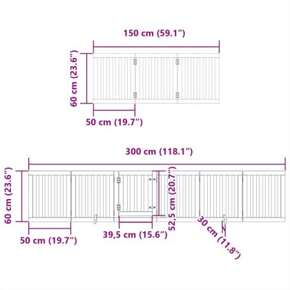 Сгъваема преграда за кучета с врата 9 панела 450 см топола