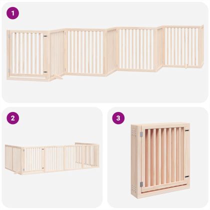 Сгъваема преграда за кучета с врата 8 панела 640 см топола