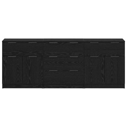 Служебен шкаф 3 pcs Черния дъб 181 x 30 x 70 см Инженерно дърво