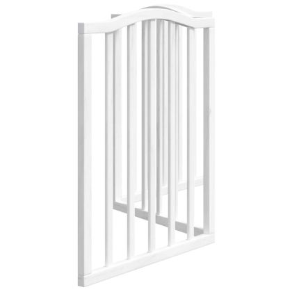 Сгъваема преграда за кучета 3 панела бял 150 см тополово дърво