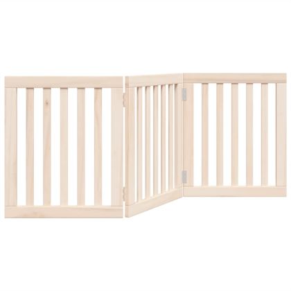 Сгъваема порта за кучета, 3 панела, 150 см, тополово дърво