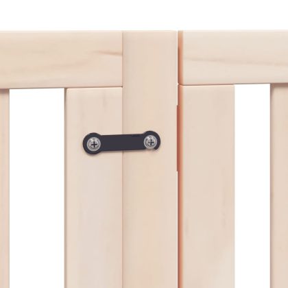 Кучешка порта с врата, сгъваема, 6 панела, 300 см, тополово дърво