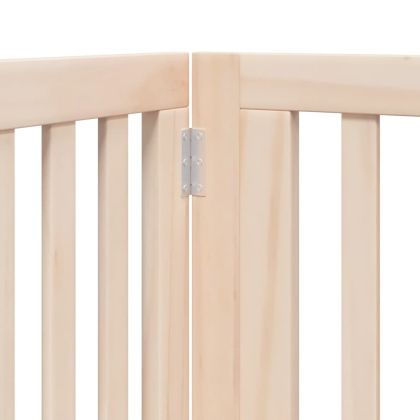 Кучешка порта с врата, сгъваема, 4 панела, 320 см, тополово дърво