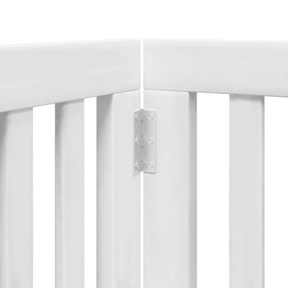 Сгъваема преграда за кучета с врата 6 панела бял 300 см топола