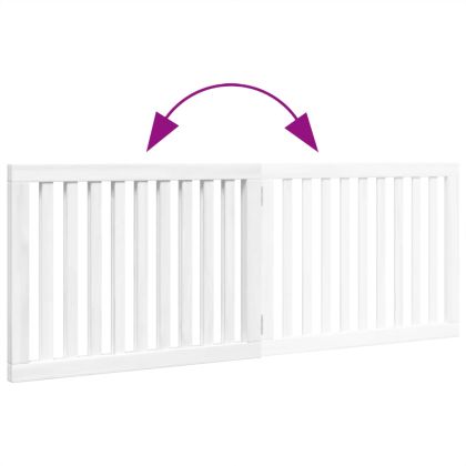 Сгъваема преграда за кучета 2 панела бял 160 см тополово дърво