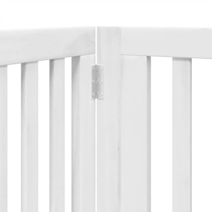 Сгъваема преграда за кучета с врата 4 панела бял 320 см топола