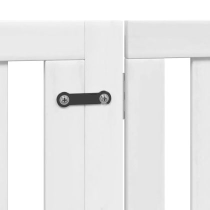 Сгъваема преграда за кучета с врата 4 панела бял 320 см топола