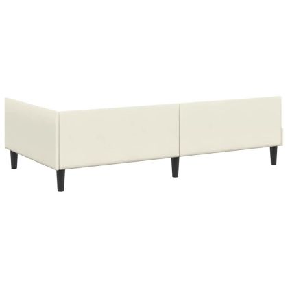 Ъглова рамка за легло с таблото Крем 90 см x 190 см Кадифе