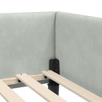 Ъглова рамка за легло Светлосиво 90 см x 200 см Кадифе