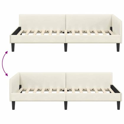 Ъглова рамка за легло с таблото Крем 100 см x 200 см Кадифе