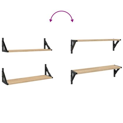 Стенни рафтове 2 бр сонома дъб 60x15x15,5 см