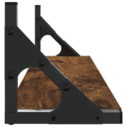 Стенни рафтове 2 бр опушен дъб 60x15x15,5 см