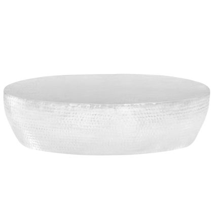 Маса за кафе, кована, сребриста, 100x50x28 см, алуминий