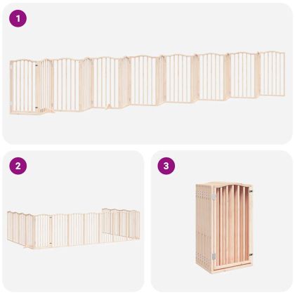 Сгъваема преграда за кучета с врата 15 панела 750 см топола