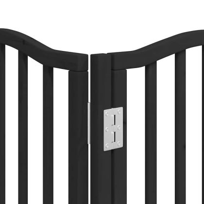 Сгъваема преграда за куче с врата 12 панела черна 600 см топола