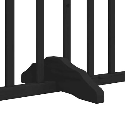 Сгъваема преграда за куче с врата 8 панела черна 640 см топола