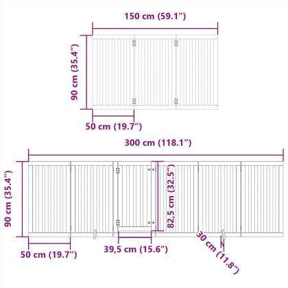 Сгъваема преграда за кучета с врата 9 панела 450 см топола