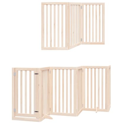 Сгъваема преграда за кучета с врата 9 панела 450 см топола