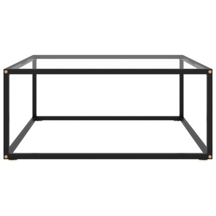 Кафе маса, черна, със закалено стъкло, 80x80x35 см