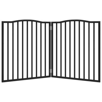 Сгъваема преграда за кучета 2 панела черна 160 см топола