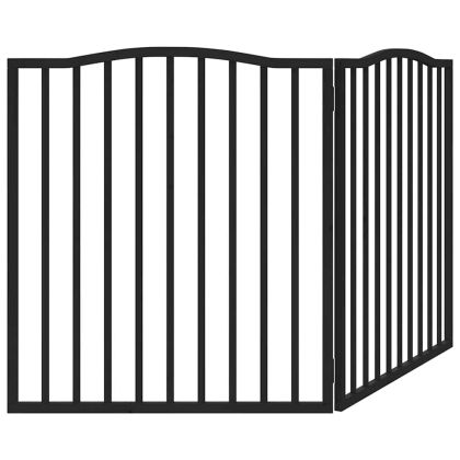 Сгъваема преграда за кучета 2 панела черна 160 см топола