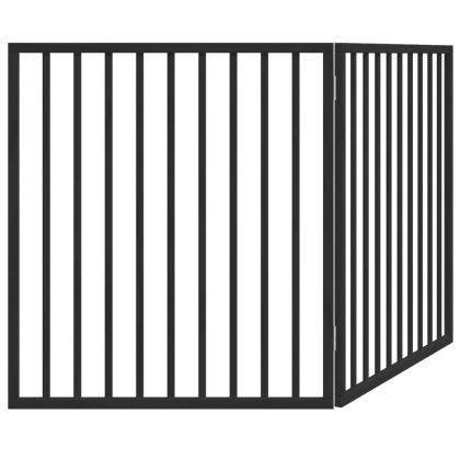 Сгъваема порта за кучета, 2 панела, черна, 160 см, тополово дърво