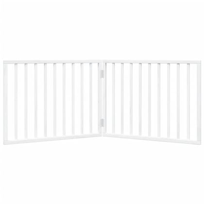 Сгъваема порта за кучета, 2 панела, бяла, 160 см, тополово дърво
