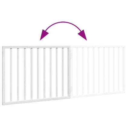 Сгъваема порта за кучета, 2 панела, бяла, 160 см, тополово дърво