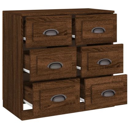 Сайдборд, кафяв дъб, 70x35,5x67,5 см, инженерно дърво