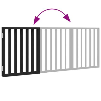 Сгъваема преграда за кучета 3 панела черна 150 см топола