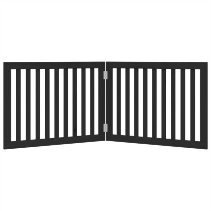 Сгъваема преграда за кучета 2 панела черна 160 см топола