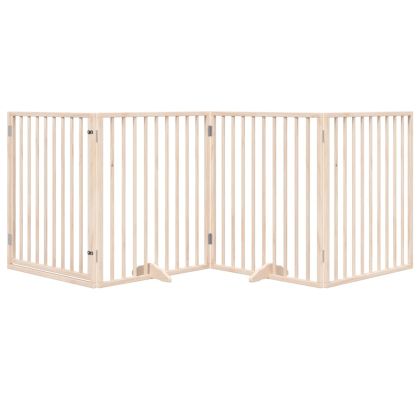 Сгъваема преграда за кучета с врата 4 панела 320 см топола