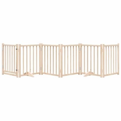 Сгъваема преграда за кучета с врата 6 панела 300 см Масивна ела