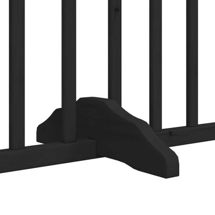 Сгъваема преграда за куче с врата 4 панела черна 320 см топола