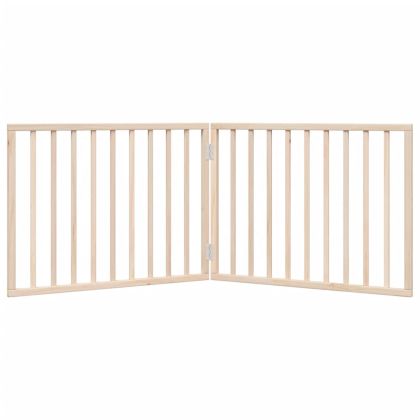 Сгъваема порта за кучета, 2 панела, 160 см, тополово дърво